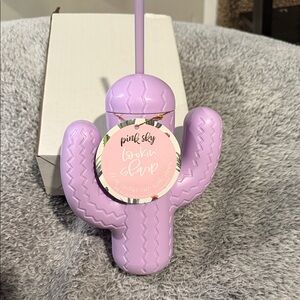 Pink Sky “Lookin’ Sharp” Cactus Cup w/ Straw – Lavender – NWT